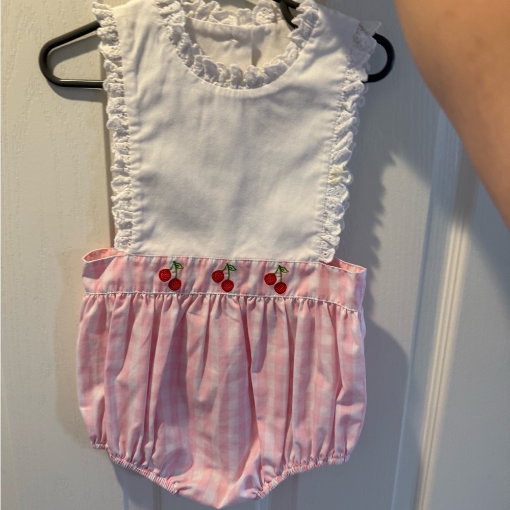 Pink and White Cherry Romper for Kids